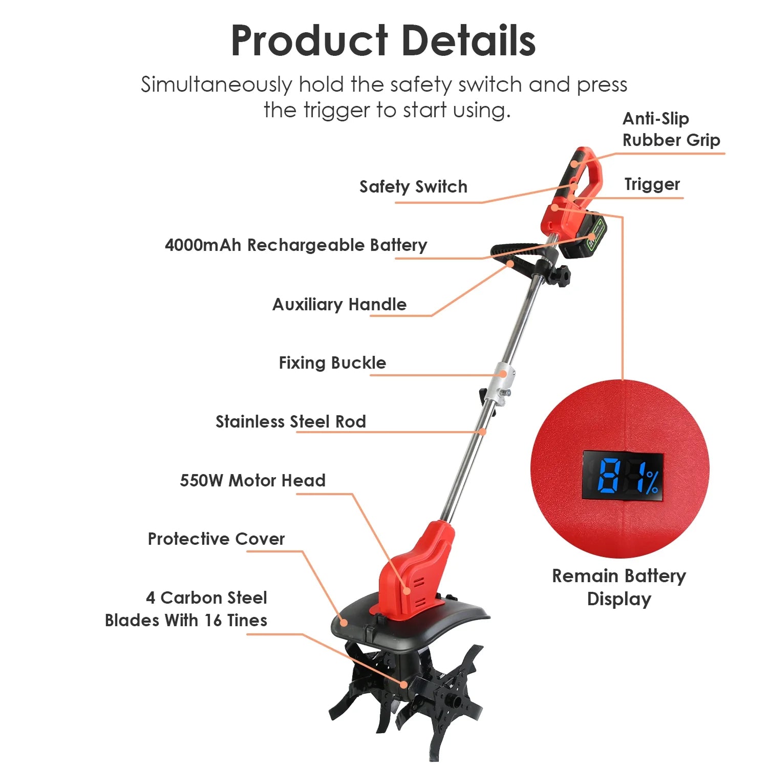 Digrootix Cordless Tiller Cultivator