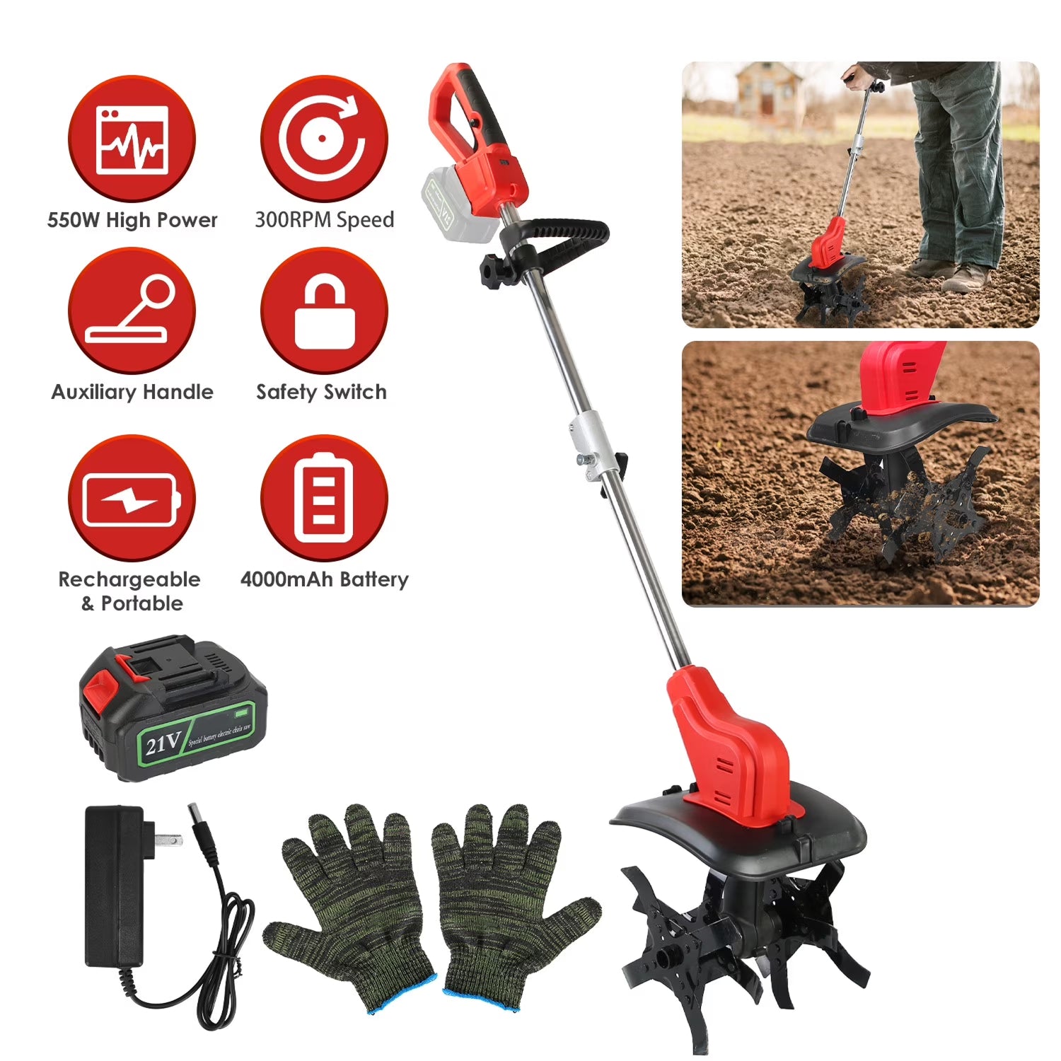 Digrootix Battery Powered Tiller